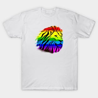 Cute Colorful Rainbow Lion Shape Head Drawing T-Shirt